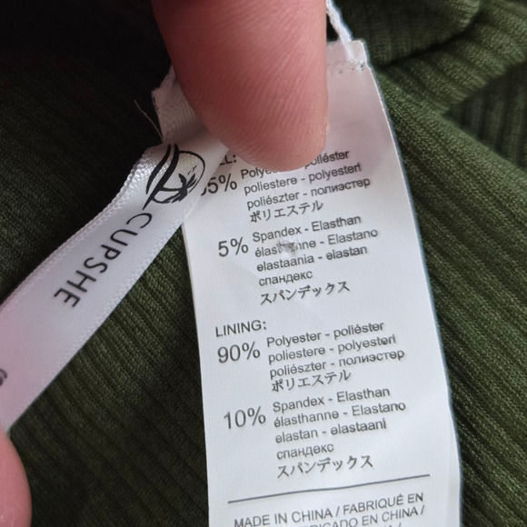 Cupshe Olive Green Ribbed Ruffle Plunge V-Neck One Piece Swimsuit Size Small - Picture 8 of 9